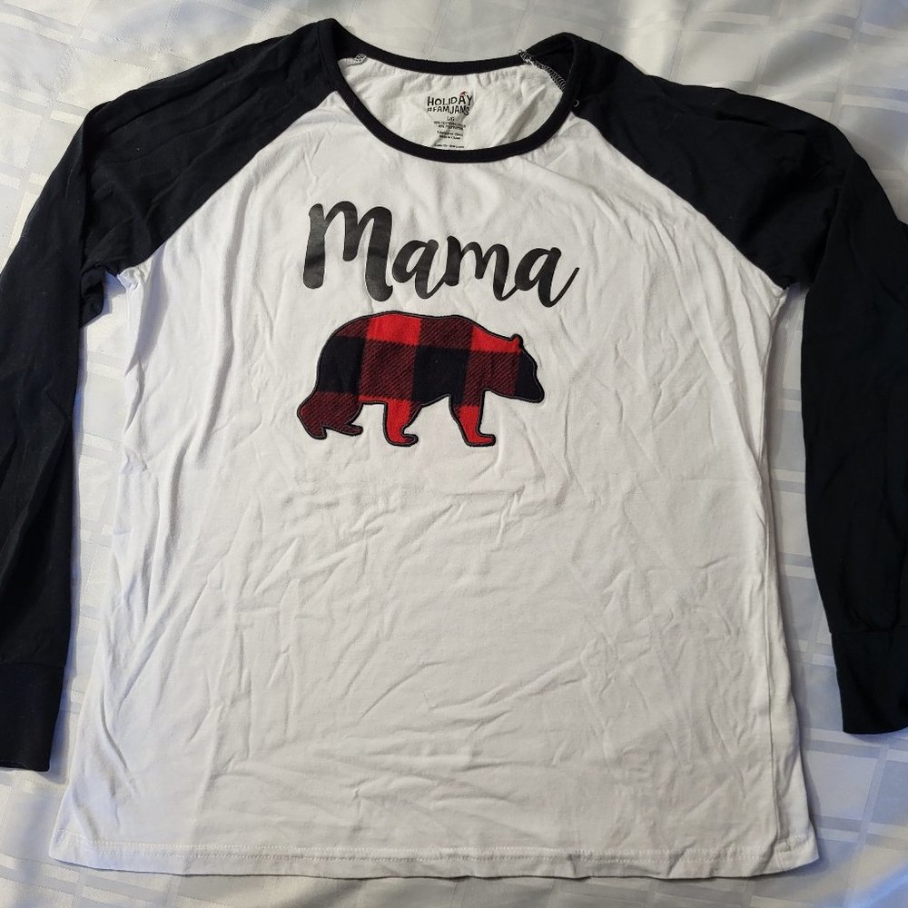 MAMA BEAR PJ BEDTIME WEAR BY HOLIDAY FAMJAMS SIZE LARGE WOMEN'S WEAR CUTE FAMILY